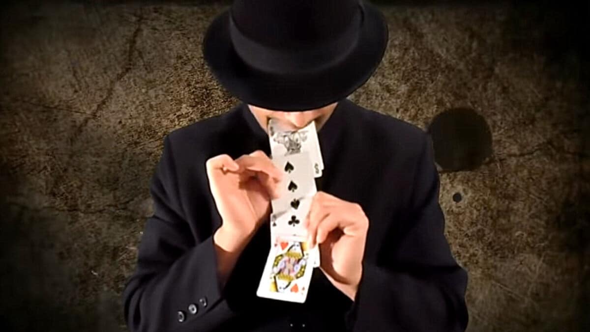 Cards from mouth magic trick